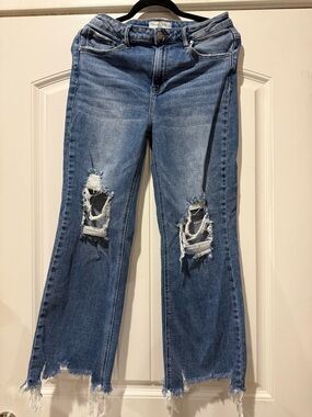 Risen Distressed Blue Distressed Leg Jeans